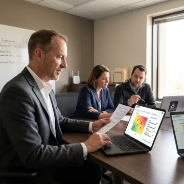 Cybersecurity advisor reviewing security strategy
