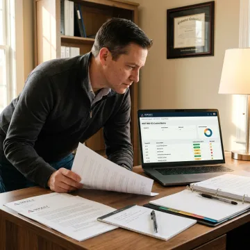 Cybersecurity consultant reviewing NIST compliance controls