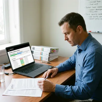Consultant preparing ISO 27001 certification roadmap