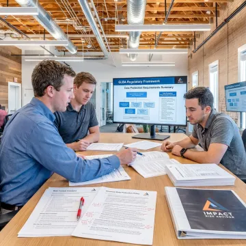 GLBA compliance consulting team reviewing security controls