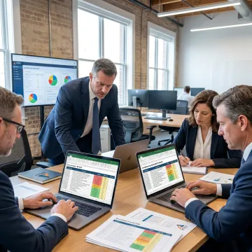 Team reviewing cybersecurity risk findings