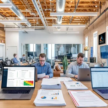 Cybersecurity risk assessment team reviewing security data