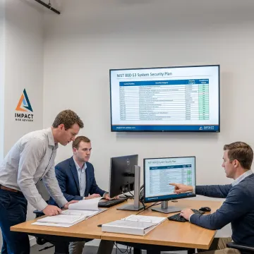 Cybersecurity team reviewing a system security plan