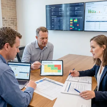 Security team reviewing cyber risk priorities