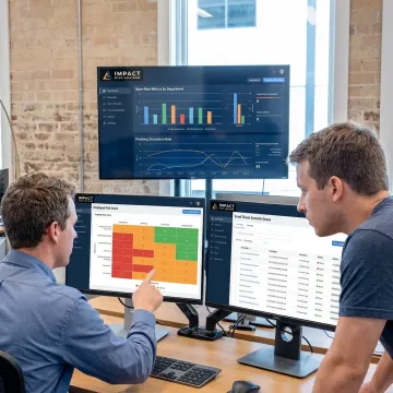 Cybersecurity team reviewing phishing simulation results