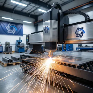 Fiber laser cutting machine cutting thick steel plate for heavy equipment parts