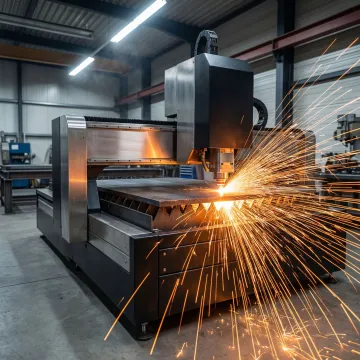 Precision fiber laser cutting machine processing heavy metal plate for energy industry components