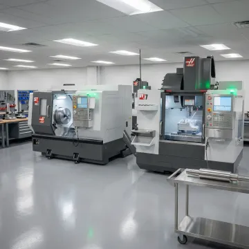 CNC turning and milling machining center producing precision metal parts