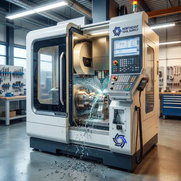 CNC machining center producing precision custom metal components