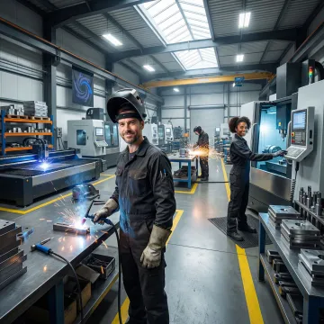 Precision industrial metal fabrication in progress at an advanced manufacturing facility