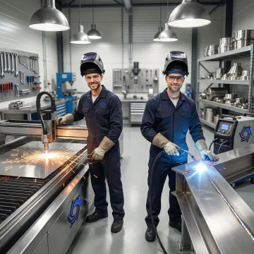 Custom stainless steel fabrication in progress at IMTS manufacturing facility