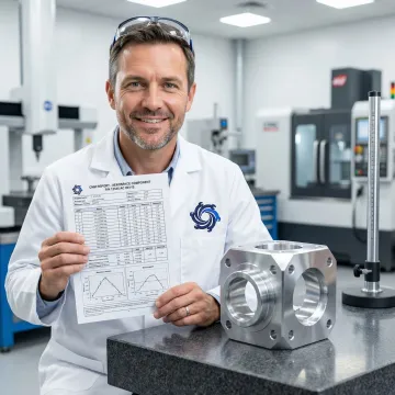 Precision inspection report and CMM measurement of a machined metal component