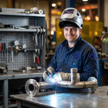 Precision welding and cutting fabrication work at IMTS workshop in Marathon, NY