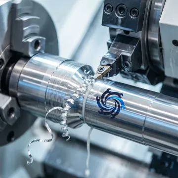 CNC lathe machining a custom precision turned metal component in a manufacturing facility