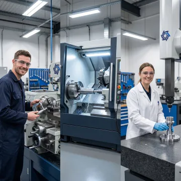 Step-by-step lathe machine service and repair process in a professional machine shop