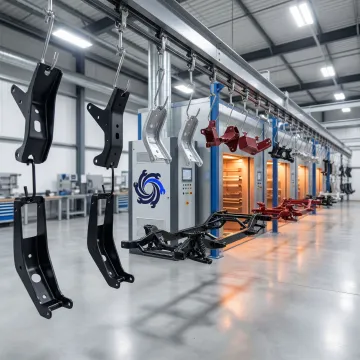 Industrial powder coating finish on automotive and manufacturing metal components