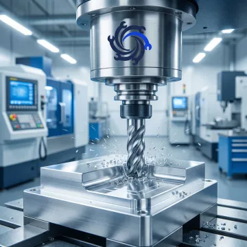 Custom precision machined metal parts being manufactured on a CNC machine