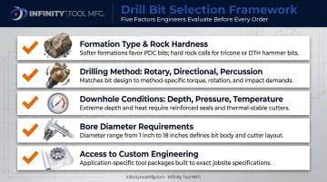 Five factors for selecting oil and gas drilling tools checklist diagram