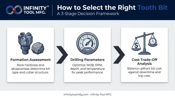 Three-step tooth bit selection process from formation to cost analysis