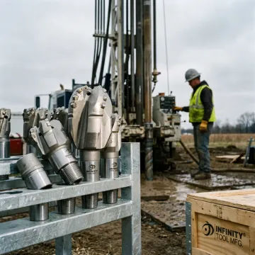 Geothermal drilling rig using rock drilling tools
