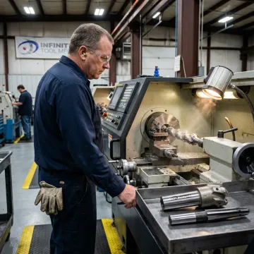 CNC machining drill bits in a factory