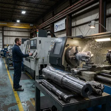 Rock drilling tools in a manufacturing shop