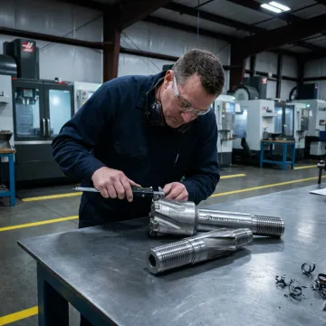 Técnico revisando herramienta de perforación HDD