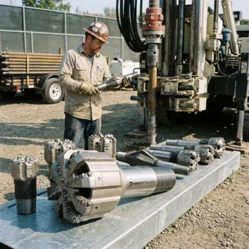 Geotechnical drilling rig with rock drilling tools