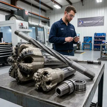 Rock drilling tools in manufacturing facility