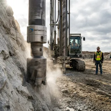 Mining and construction rock drilling operation