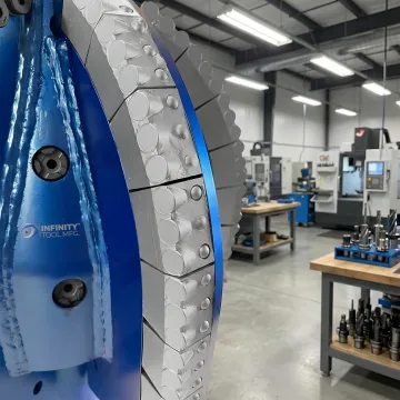 Precision reamer cutters being inspected