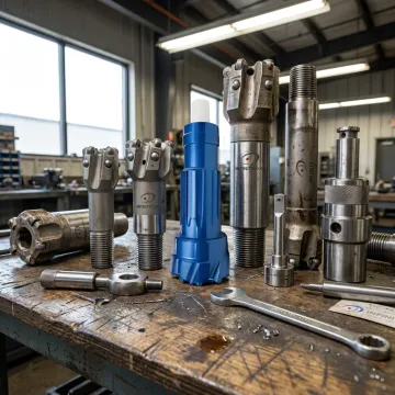 Air rock drilling tools in a manufacturing facility