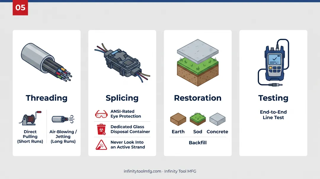 5-step horizontal directional drilling fiber installation process flow diagram