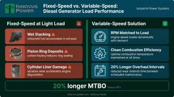 Fixed speed generator wet stacking and wear problems versus variable speed solution comparison