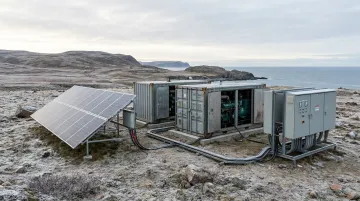Remote diesel-powered community microgrid with solar panels and generator integration