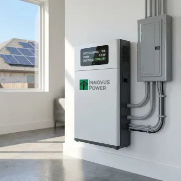 Modern solar battery storage system installed in Texas home with solar panels