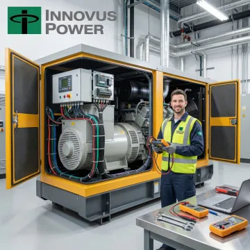 Emergency backup generator system with monitoring equipment during maintenance service