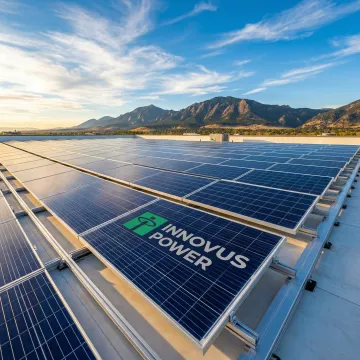 Advanced solar panel installation on Colorado building with mountain backdrop