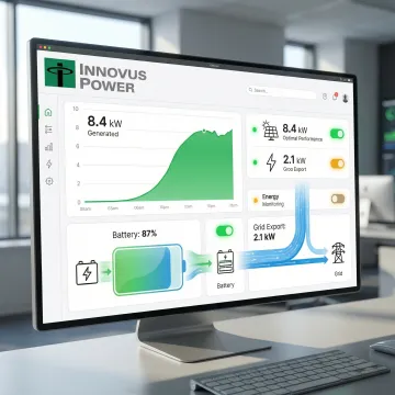 GridGenius energy management control system dashboard showing solar integration