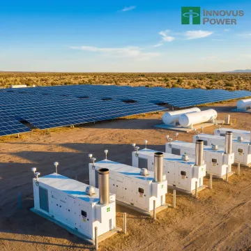 CNG power generation facility integrated with solar panels in remote location