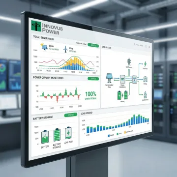 GridGenius energy management control system interface with renewable energy monitoring