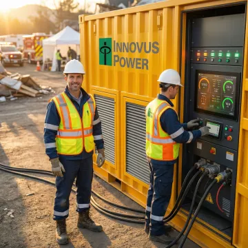 Emergency response team deploying mobile power generation system