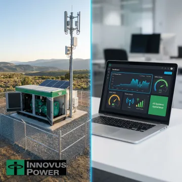 Remote generator monitoring interface showing live system performance and alerts