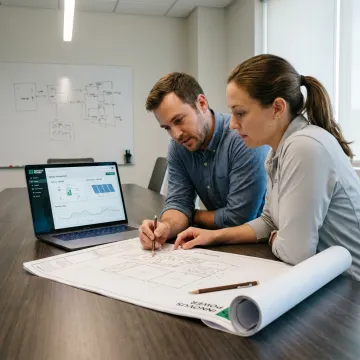 Engineers planning an industrial microgrid deployment