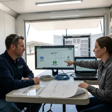 Engineers commissioning a renewable microgrid