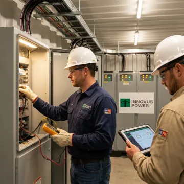 Engineers commissioning a microgrid system