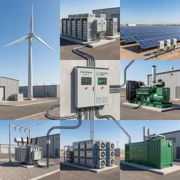 Modern microgrid generator system with solar panels and control equipment