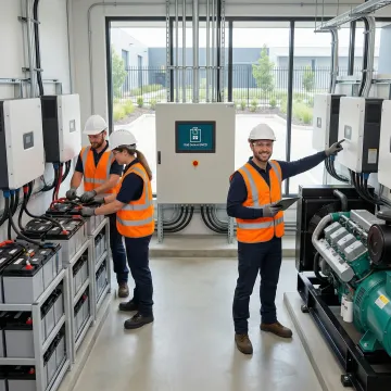 Emergency power system installation process with technical team