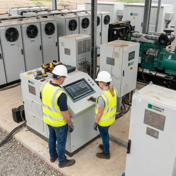 Engineers commissioning a microgrid