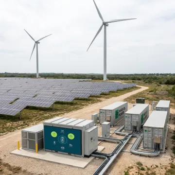 Solar and wind microgrid with battery storage